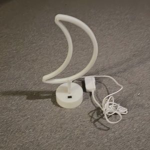 Moon Neon Sign for Bedroom, Desk, Table Decorations - Stand Alone Warm White Led